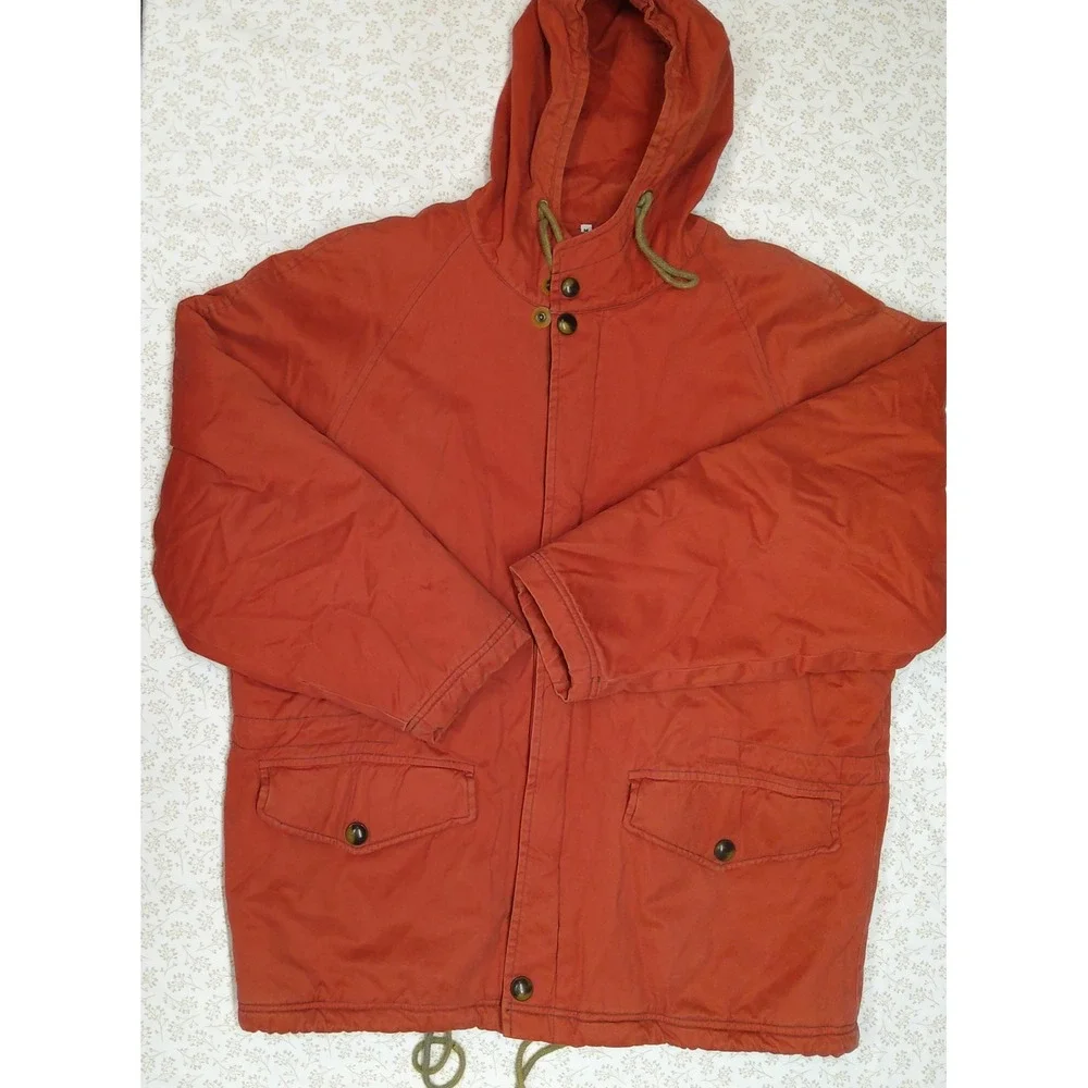 Vintage Unisex Med. Tom Tailor Duck Canvas Parka Jacket W/Hood Red/Orange Color - Picture 4 of 16